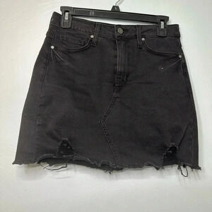 Just Black Denim Jean Skirt Black Size Medium Cut Off Distressed Mini